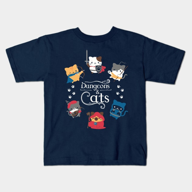 Dungeons & Cats Kids T-Shirt by Domichan